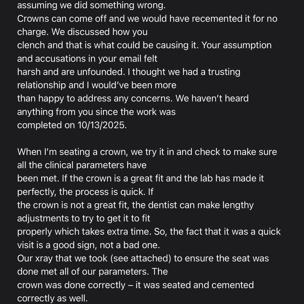 Holistic Life Dentistry - Email response part 1 of the incredibly unprofessional email I received from the dentist - Cosmetic Dentists Near Me - Littleton, Colorado Holistic Life Dentistry - Email response part 1 of the incredibly unprofessional email I received from the dentist - Cosmetic Dentists Near Me - Littleton, Colorado