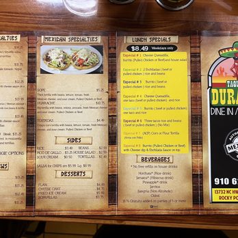 Taqueria Durango - Menu - Mexican Near Me - Rocky Point, North Carolina