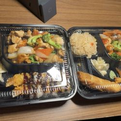 Wild Wok - Teriyaki chicken bento box & hibachi chicken bento box. The sushi roll was a 10/10!
