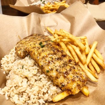 Hook'd Fish Grill - Lunch. Red snapper with two sides - Seafood Near Me - Northridge, California Hook'd Fish Grill - Lunch. Red snapper with two sides - Seafood Near Me - Northridge, California