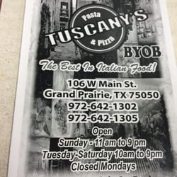 Tuscany's Pasta & Pizza - Menu