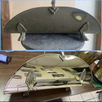 Romero's Custom Polishing - Brass Log Holder. Before and after. - Metal Fabricators Near Me - El Cajon, California Romero's Custom Polishing - Brass Log Holder. Before and after. - Metal Fabricators Near Me - El Cajon, California