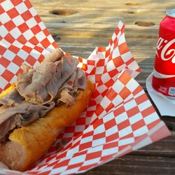 Goombas Food Truck - Italian beef sandwich. Piled high with delicious beef.