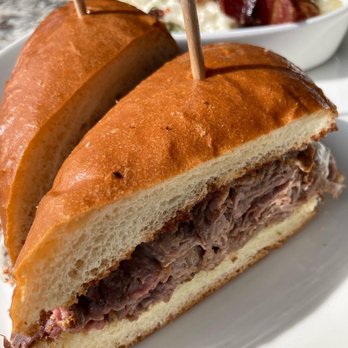 Nick's On 2nd - prime rib dip with warm potato salad - New American Near Me - Long Beach, California