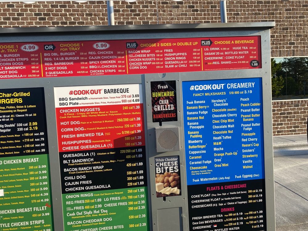 COOK OUT Updated April 2024 4145 S Memorial Dr, Winterville, North