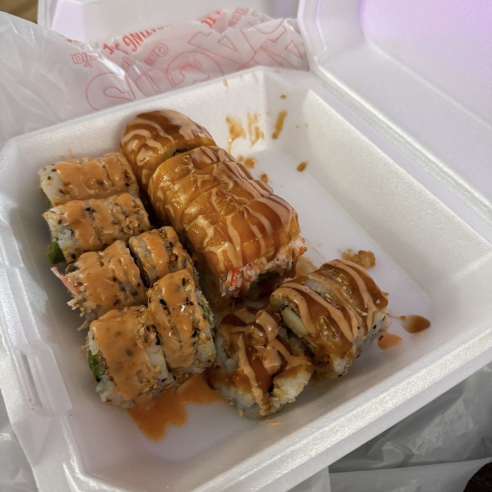 Butterfly roll and spicy California roll Butterfly roll and spicy California roll