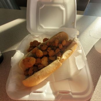 Dixie's Fish and Chicken - a hot dog in a styrofoam container - Seafood Near Me - Newton, North Carolina