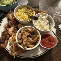The Cafe - Grilled shrimp & fried crawfish Friday special for $14 (with 2 sides)