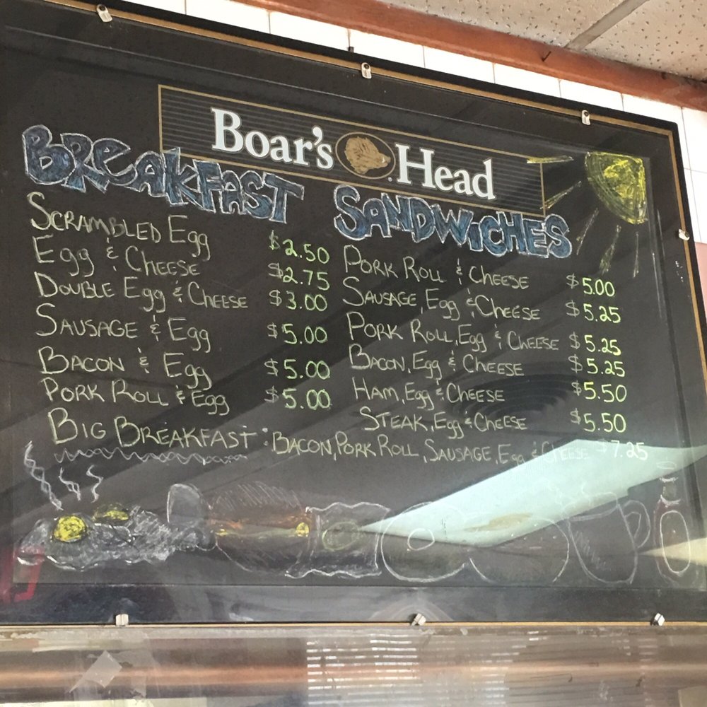 a menu on a blackboard