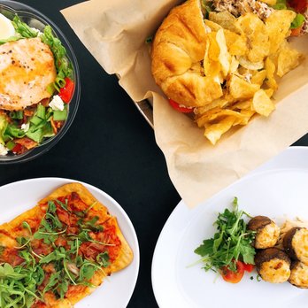 Sky View Cafe - PNW Salmon Cobb Salad, Chicken Salad Sandwich, Crab Stuffed Mushrooms, Honey Pig Flatbread - Cafes Near Me - Seattle, Washington Sky View Cafe - PNW Salmon Cobb Salad, Chicken Salad Sandwich, Crab Stuffed Mushrooms, Honey Pig Flatbread - Cafes Near Me - Seattle, Washington