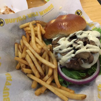 Buffalo Wild Wings - Boston Lager Burger. Mushrooms on it were delicious - Sports Bars Near Me - Ewa Beach, Hawaii