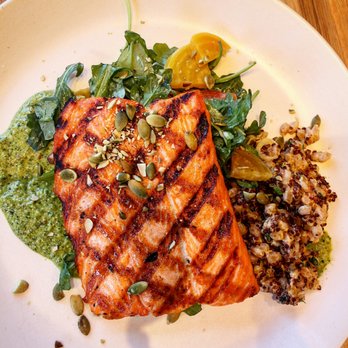 True Food Kitchen - Salmon over pesto, delicious! - Vegetarian Near Me - Pasadena, California True Food Kitchen - Salmon over pesto, delicious! - Vegetarian Near Me - Pasadena, California