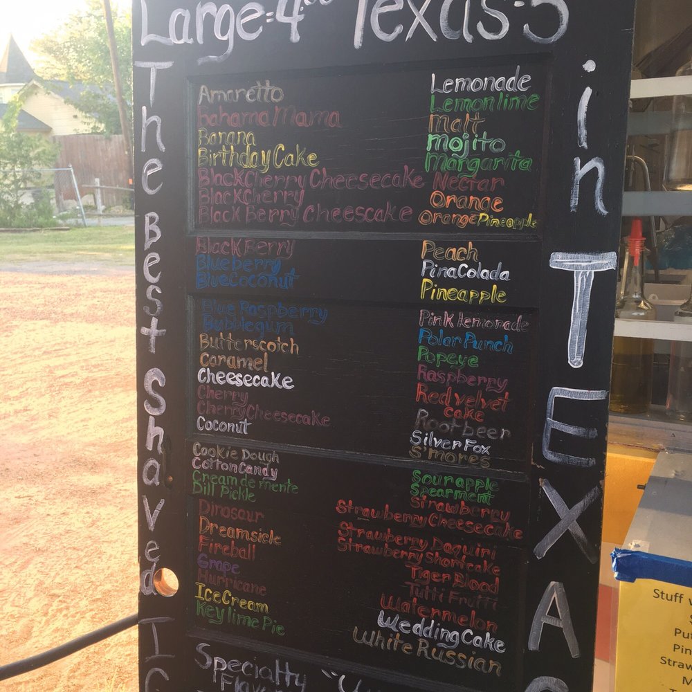 The Shiver Shack - a chalk board with a menu on it - Shaved Ice Near Me - Sunnyvale, Texas
