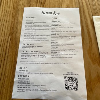Sei Pizza Bar - menu as of 1/14/23 - Pizza Near Me - Los Angeles, California Sei Pizza Bar - menu as of 1/14/23 - Pizza Near Me - Los Angeles, California