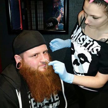 Metallic Mayhem Piercing - Paicience prepping a nostril - Piercing Near Me Metallic Mayhem Piercing - Paicience prepping a nostril - Piercing Near Me