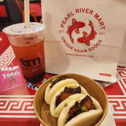 Pearl River Mart Foods - Astoria fruit boba and pork gua bao