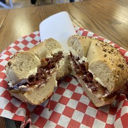Medford Bagel Shop - Everything Bagel with Bacon & Cream Cheese