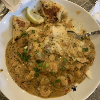 Another Broken Egg Cafe - Shrimp gravy with city grits! Has that New Orleans kick but oh soooo good!! - Breakfast & Brunch Near Me - Pooler, Georgia