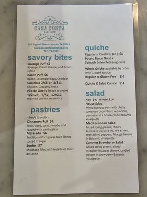 Menu photo 3 Casa Costa Bake Shop Leander, TX
