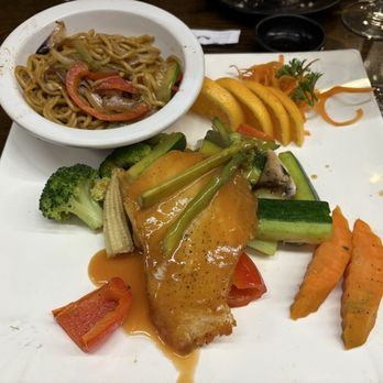 Steak Stone & Sushi Niagara Falls - Chilean SeaBass with veggies and noodles - Sushi Bars Near Me - Niagara Falls, New York