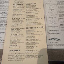Drinks menu