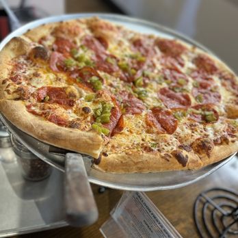 Restoration Pizza - Green chili and pepperoni - Pizza Near Me - Albuquerque, New Mexico