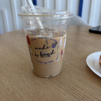 Petit Three Doughnuts - 16 oz. Iced Vanilla Latte - Donuts Near Me - Aurora, Illinois