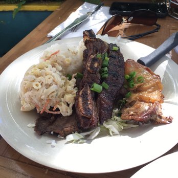 Aloha Mixed Plate - Beachside mixed plate. Kalbi ribs were my favorite. - Hawaiian Near Me - Lahaina, Hawaii