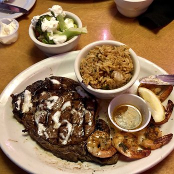 Texas Roadhouse - Shrimps , Ribeye steak  Rice & Vegetables - Barbeque Near Me - Plattsburgh, New York