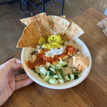 Original ChopShop - Hot Honey Chicken Hummus Bowl - New American Near Me - Chandler, Arizona Original ChopShop - Hot Honey Chicken Hummus Bowl - New American Near Me - Chandler, Arizona