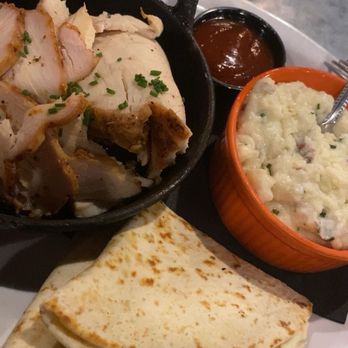 Bootleggers Modern American Smokehouse - The Turkey Breast entree with the goat cheese mashed potatoes, tortillas, and bbq sauce - Smokehouse Near Me - Phoenix, Arizona