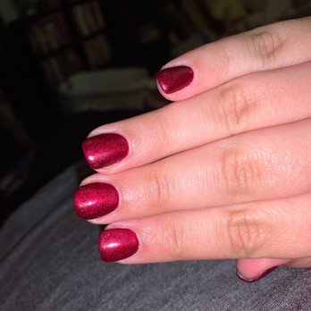 Butterfly Nails & Spa - Full set with red shimmery nails - Nail Salons Near Me - Olympia, Washington Butterfly Nails & Spa - Full set with red shimmery nails - Nail Salons Near Me - Olympia, Washington