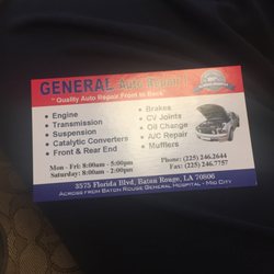 General Auto Repair 1 - General Auto Repair business card.