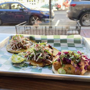 Bandit Taco - three tacos on a checkered tray - Mexican Near Me - Leesburg, Virginia Bandit Taco - three tacos on a checkered tray - Mexican Near Me - Leesburg, Virginia
