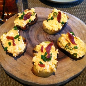 Husk - Pimento cheese and country ham crostini. Best treat of the entire weekend! - American Near Me - Charleston, South Carolina
