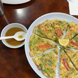 seafood pancake with sauce seafood pancake with sauce