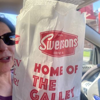 Swensons Drive-In - My wife holding the Swenson's bag of food - Burgers Near Me - Akron, Ohio Swensons Drive-In - My wife holding the Swenson's bag of food - Burgers Near Me - Akron, Ohio