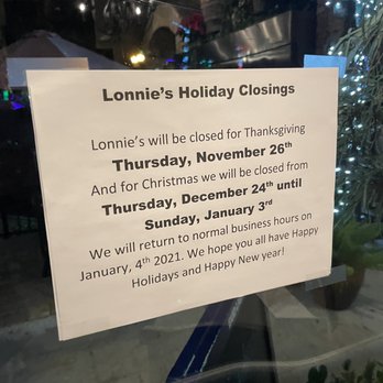 Lonnie's - Holiday closures notice - Caterers Near Me - Lake Mary, Florida