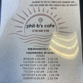 Phil-B's Cafe - Hours - Cafes Near Me - Valparaiso, Indiana