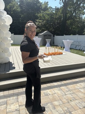 Wait staff Service - Our wait staff takes the pressure off hosts. From serving appetizers and refilling drinks to clearing plates and managing cleanup, we work behind the scenes so your event feels seamless and stress-free.
Waitstaff Services Include:
Buffet setup and maintenance
Passed hors d’oeuvres
Table service (if needed)
Clearing dishes and managing trash
Setup and breakdown assistance
Cake cutting and dessert service
Whether you’re hosting indoors, outdoors, or under a tent, our team is trained to adapt to your space and style. Wait staff Service - Our wait staff takes the pressure off hosts. From serving appetizers and refilling drinks to clearing plates and managing cleanup, we work behind the scenes so your event feels seamless and stress-free.
Waitstaff Services Include:
Buffet setup and maintenance
Passed hors d’oeuvres
Table service (if needed)
Clearing dishes and managing trash
Setup and breakdown assistance
Cake cutting and dessert service
Whether you’re hosting indoors, outdoors, or under a tent, our team is trained to adapt to your space and style.