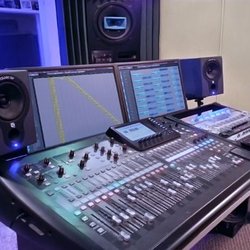 Hit and Run Recording Studio - State of the art audio over IP and individual 16 channel mini-mixers for each musician's headphones.