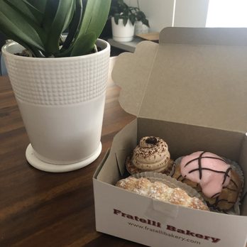 Fratelli Authentic Italian Baking - tiramisu tart, pink bigne and a cannoli - Bakeries Near Me - Vancouver, British Columbia