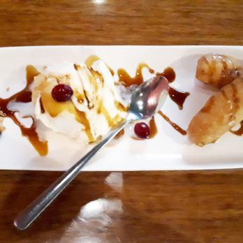 Banana Leaf - Pisang Goreng (banana fritters) with Vanilla Ice Cream - Malaysian Near Me - Vancouver, British Columbia