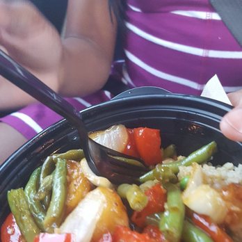 Panda Express - I think this was called fire shrimp rice is on the bottom.  She loved the shrimp just wished there were more. - Chinese Near Me - Dover, Delaware