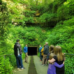 Bluespring Caverns Park - Preparing to enter the cave.