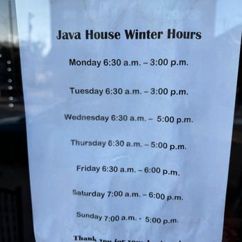 Java House - Hours - Coffee & Tea Near Me - Cedarburg, Wisconsin Java House - Hours - Coffee & Tea Near Me - Cedarburg, Wisconsin
