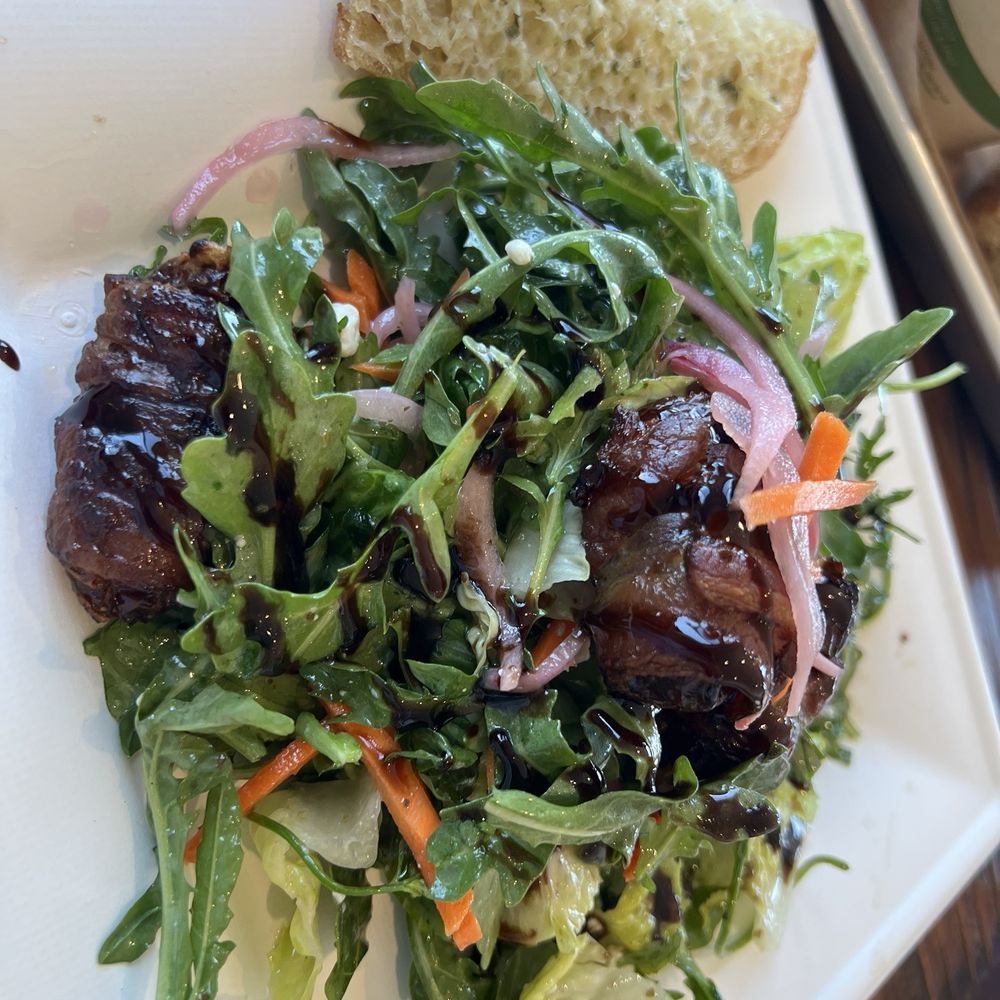 Special salad: crunchy arugula with crazy cheese stuffed date wrapped in bacon. Chef "whipped it together this morning". AMAZING Special salad: crunchy arugula with crazy cheese stuffed date wrapped in bacon. Chef "whipped it together this morning". AMAZING