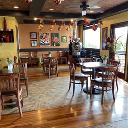 Inside dining area with Christmas decorations