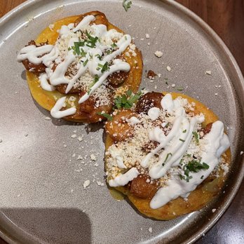 NOM Mexican Table + Tequila Bar - Sweet Corn Arepas with Shrimp - New Mexican Cuisine Near Me - Morristown, New Jersey NOM Mexican Table + Tequila Bar - Sweet Corn Arepas with Shrimp - New Mexican Cuisine Near Me - Morristown, New Jersey