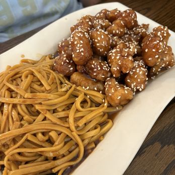 Chef Cao's - Sesame chicken with lo mein - Chinese Near Me - College Station, Texas
